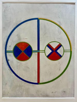 Série Girandola, na técnica acrílica sobre eucatex, da artista Iza do Amparo