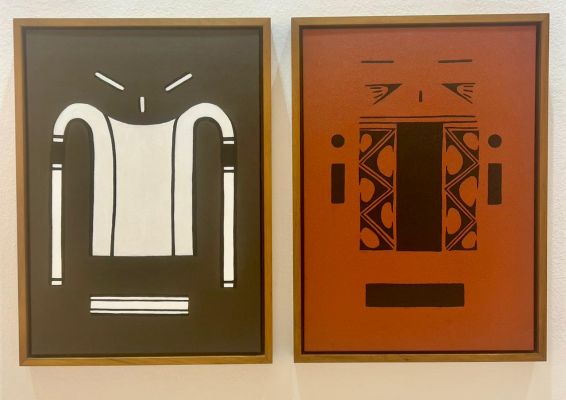 Força e Envultamento, de Ziel Karapotó, em argila e acrílica sobre tela