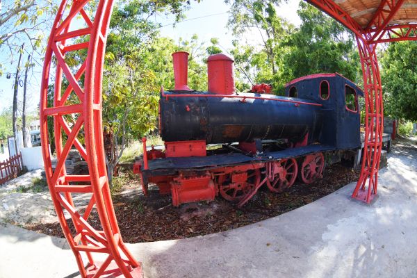 Locomotiva centenária da antiga Usina Central Barreiros, no quintal do Museu do Una. Foto: Leopoldo Conrado Nunes/Cepe