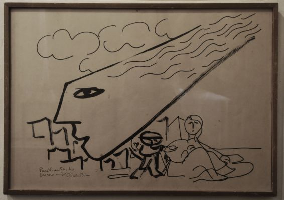 Desenho de Cícero Dias para o primo Antonio Vicente, um dos herdeiros do Engenho Sapucaji. Foto: Leopoldo Conrado Nunes/Cepe