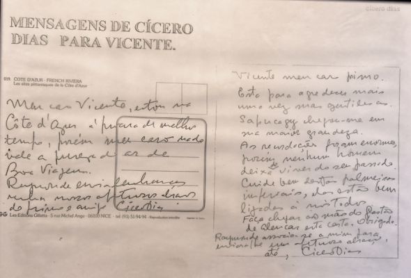 Cartão-postal enviado pelo pintor Cícero Dias para o primo Antonio Vicente. Foto: Leopoldo Conrado Nunes/Cepe