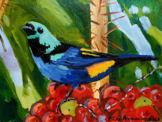 Pássaro pintado da fauna pernambucana por Felipe Arruda. Foto: divulgação