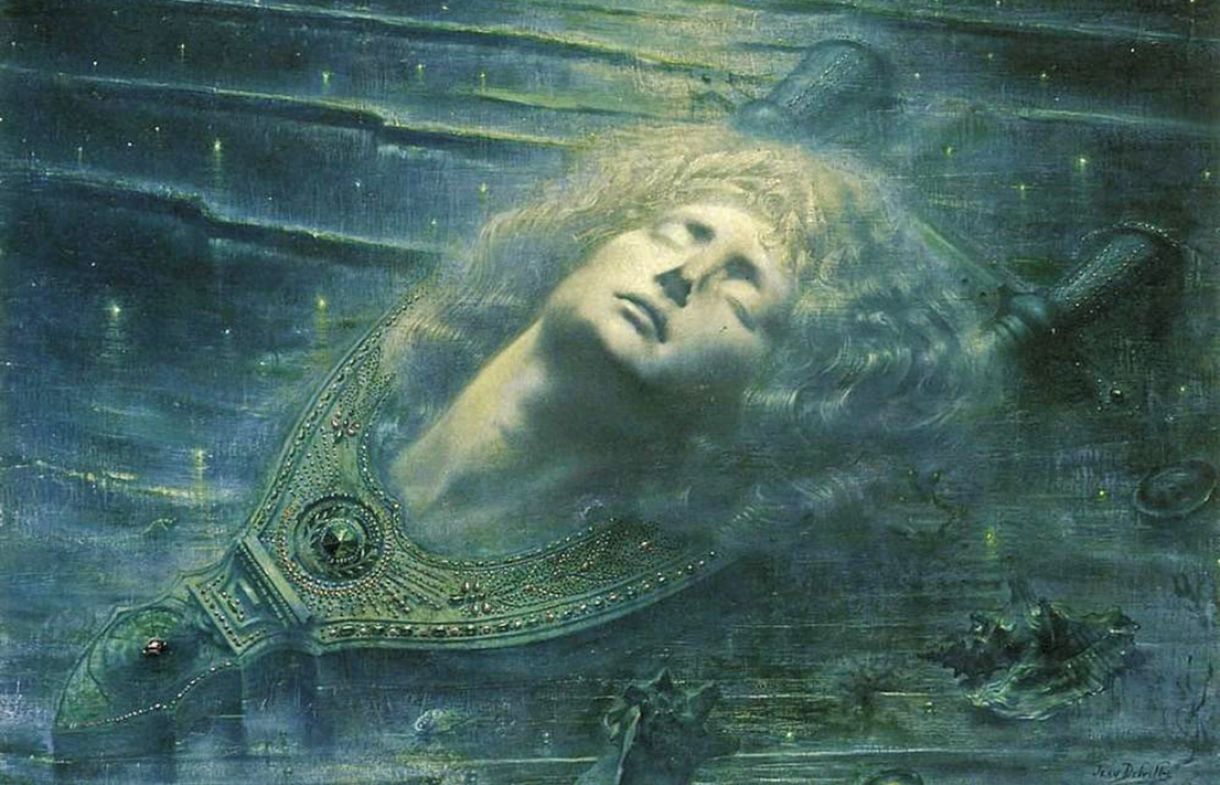 Pintura simbolista do belga Jean DelVille interpreta o mito do herói grego, patrono da música e da poesia