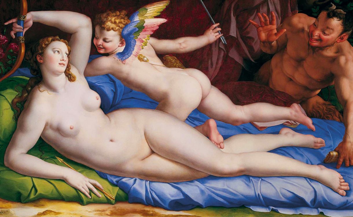 'Vênus, Cupido e Sátiro', obra de Agnolo Bronzino (1545)