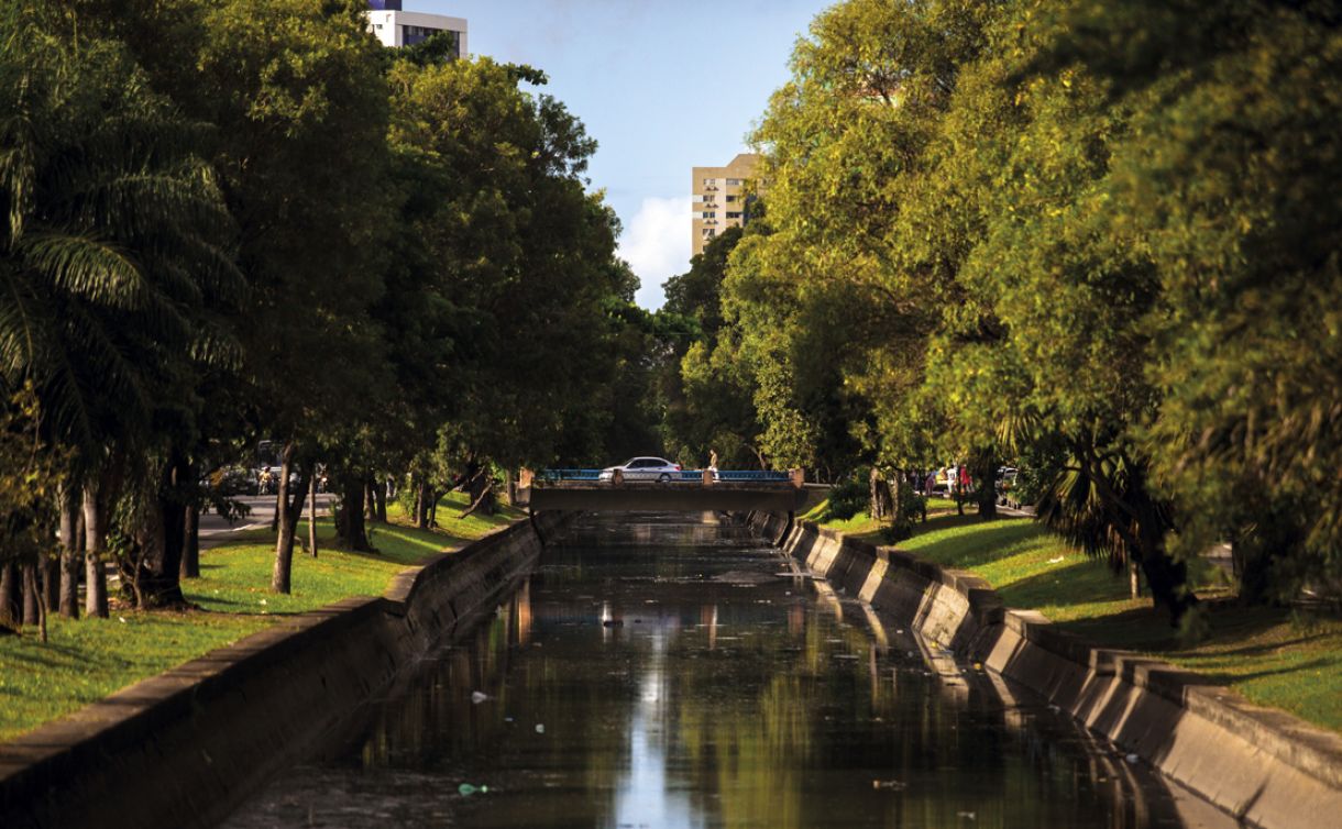 Avenida Agamenon Magalhães, que margeia canal, possui trechos bem arborizados