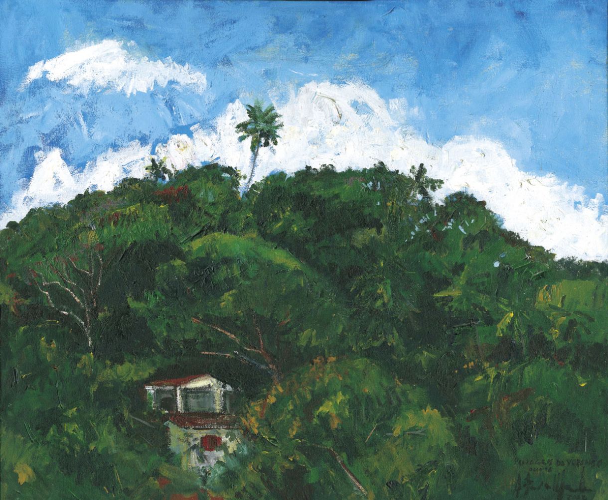 Casa de José Cláudio retratada pelo pintor Antônio Mendes. Óleo sobre tela, 50 x 60 cm, 2002