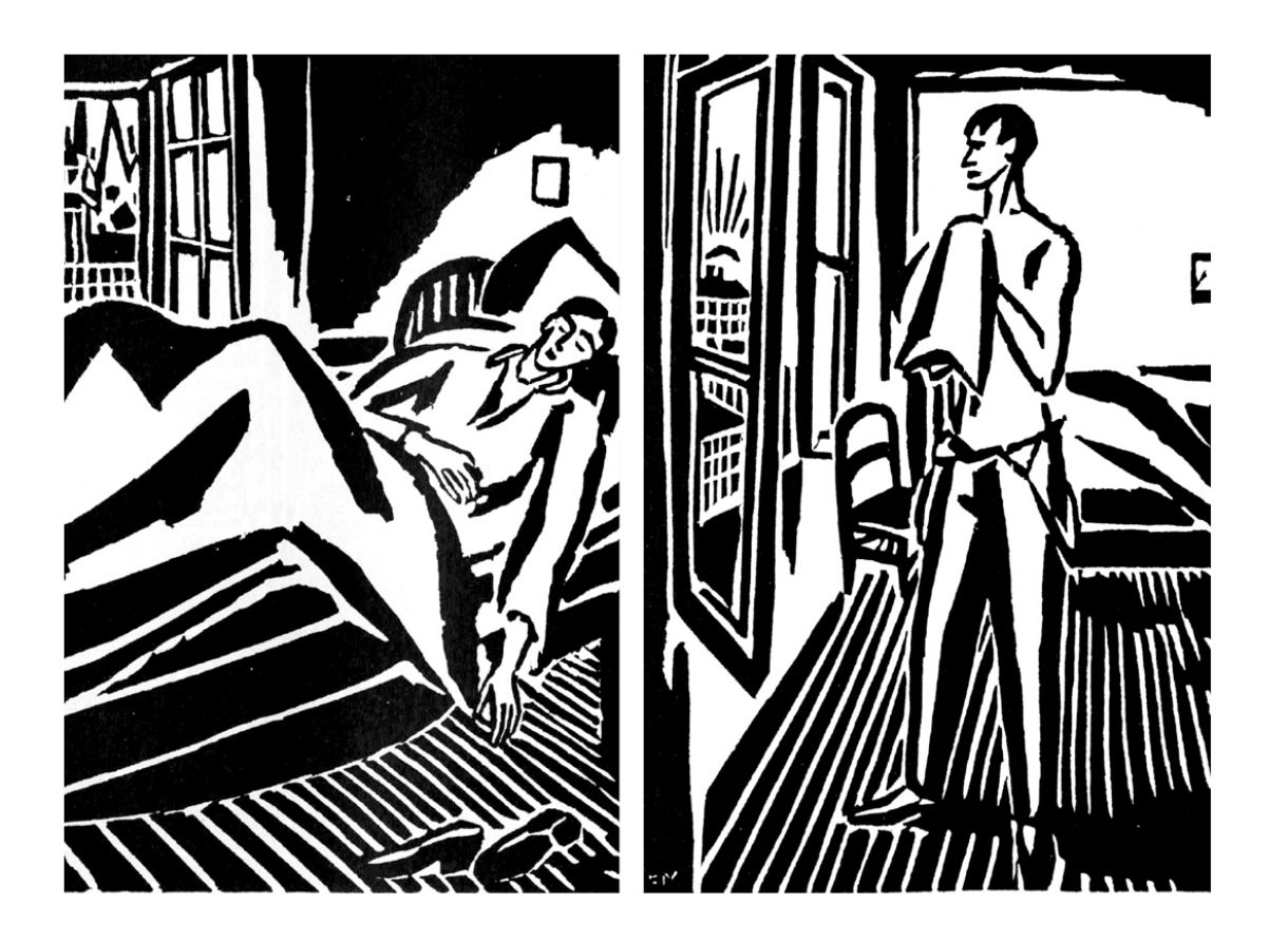 'Passionate Journey', obra de Frans Masereel, de 1919 , com 167 imagens, seria o primeiro romance em xilogravuras