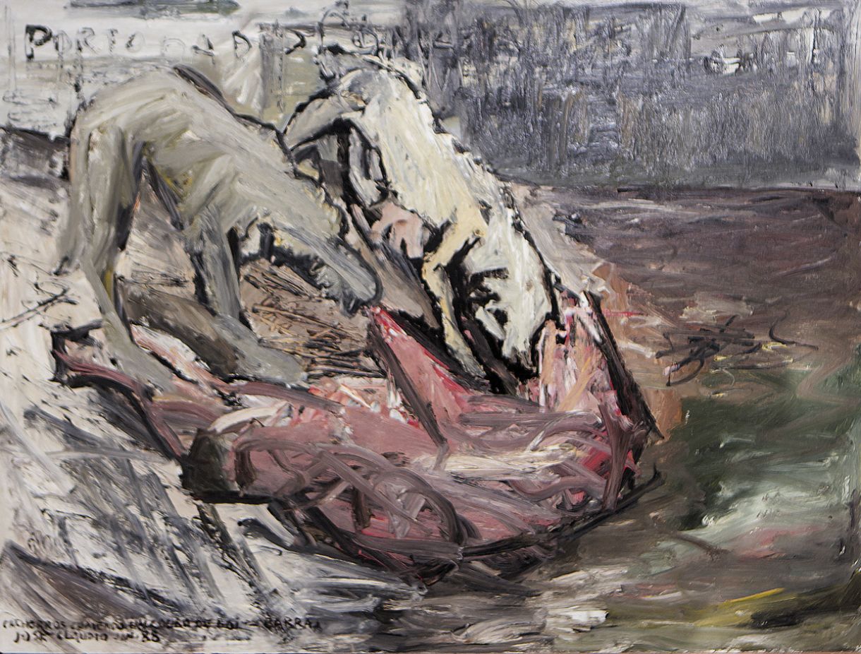 'Cachorros comendo couro de boi', óleo sobre eucatex, jan./88, 68 x 80 cm.