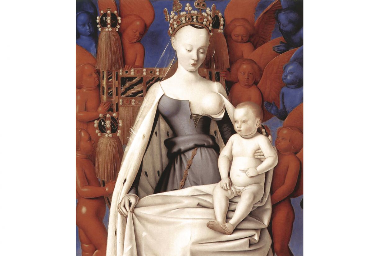 'Virgem com o Menino e anjos', de Jean Fouquet. Óleo sobre madeira, 91x81cm, 1450. Museu de Belas Artes de Antuérpia