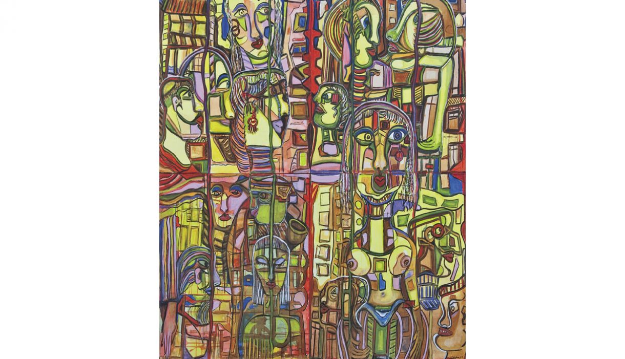 'Cabeças'. Acrílica sobre tela, 200x200cm, 2004