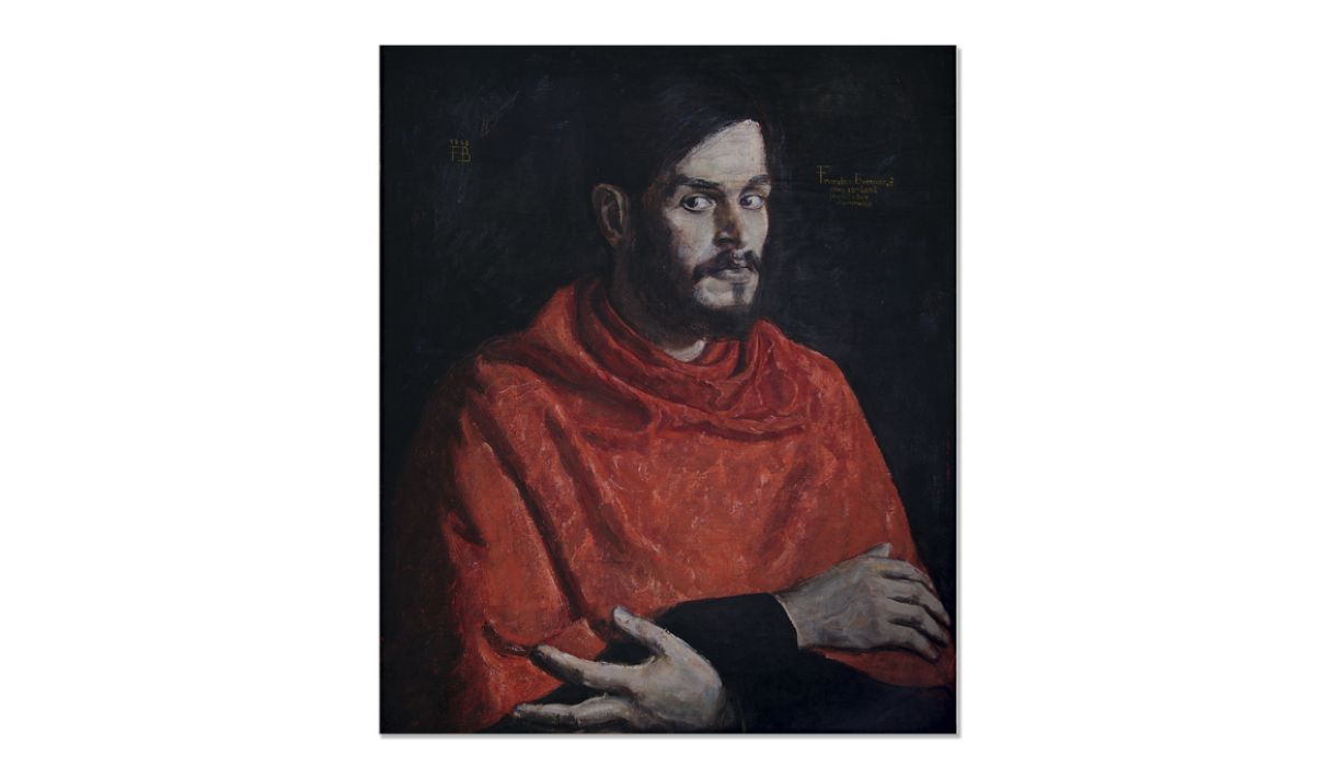 'Autorretrato como cardeal inquisidor' é óleo sobre tela, datado de 1947
