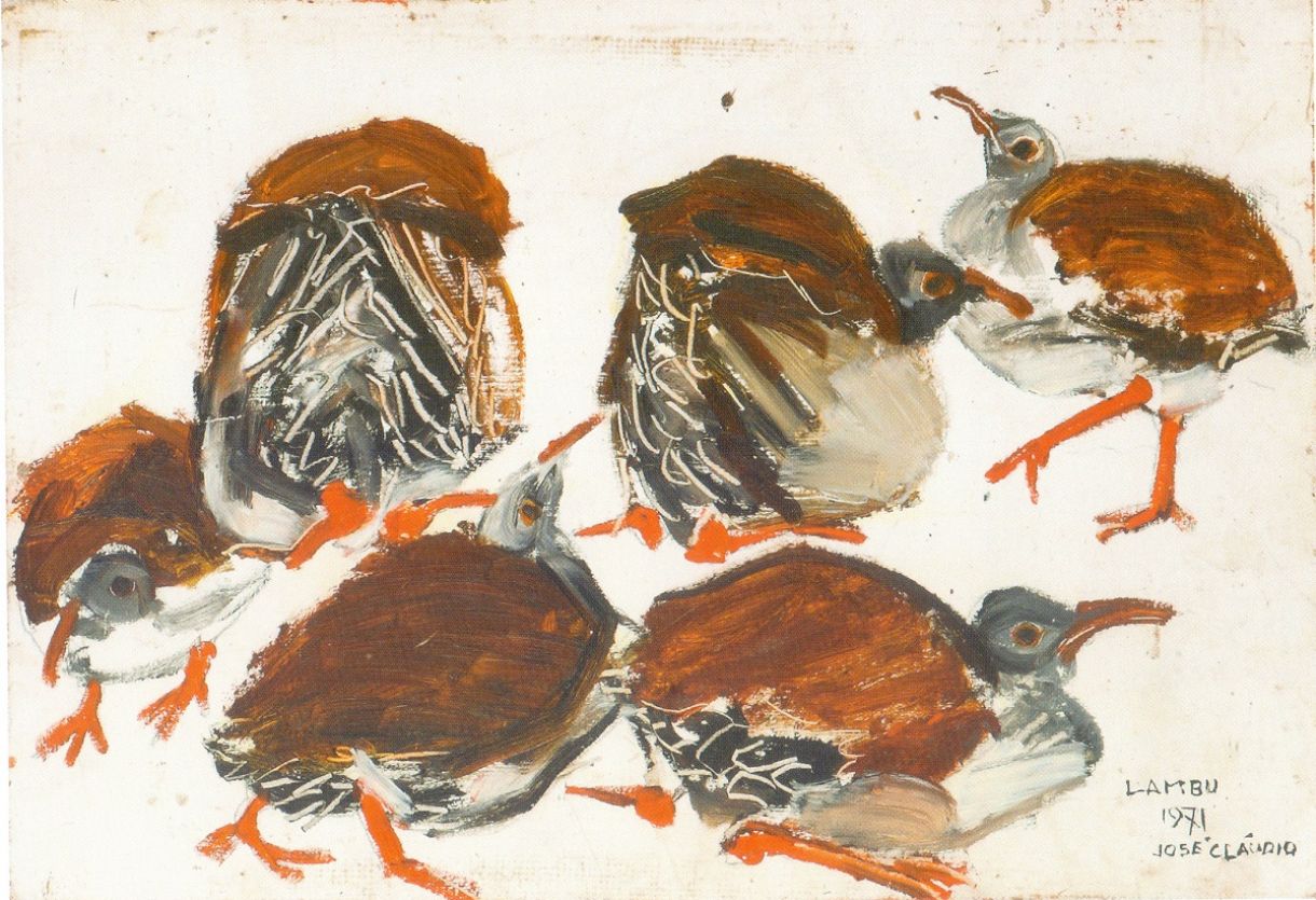José Cláudio. 'Lambu', óleo s/ eucatex, 23 x 31 cm, 1971