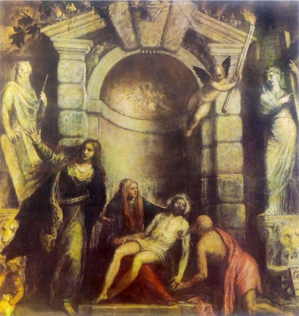 Tiziano. 'A deposição', 3,51 x 3,89 m, 1553, Galeria da Academia, Veneza