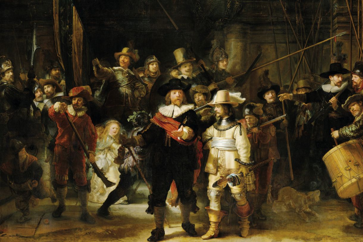 'A ronda noturna'. Rjin, Rembrandt Van. Óleo sobre tela, 379,5 x 453,5 cm, 1642