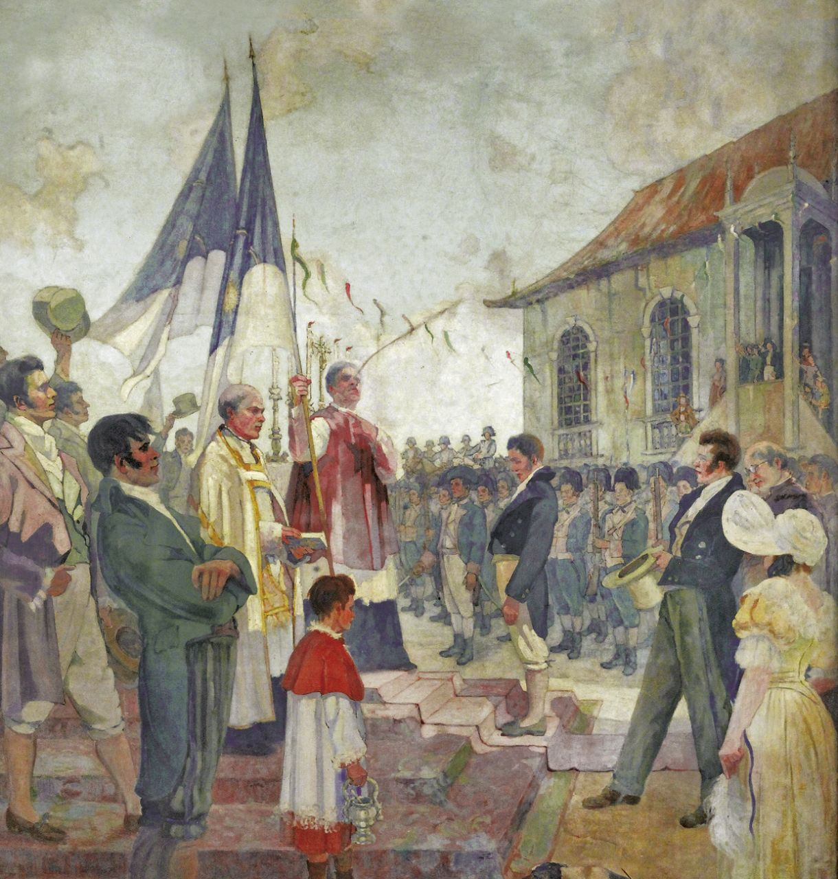 Pintura de Antônio Parreiras, 'Benção das Bandeiras da Revolução de 1817', retrata instauração da República de Pernambuco