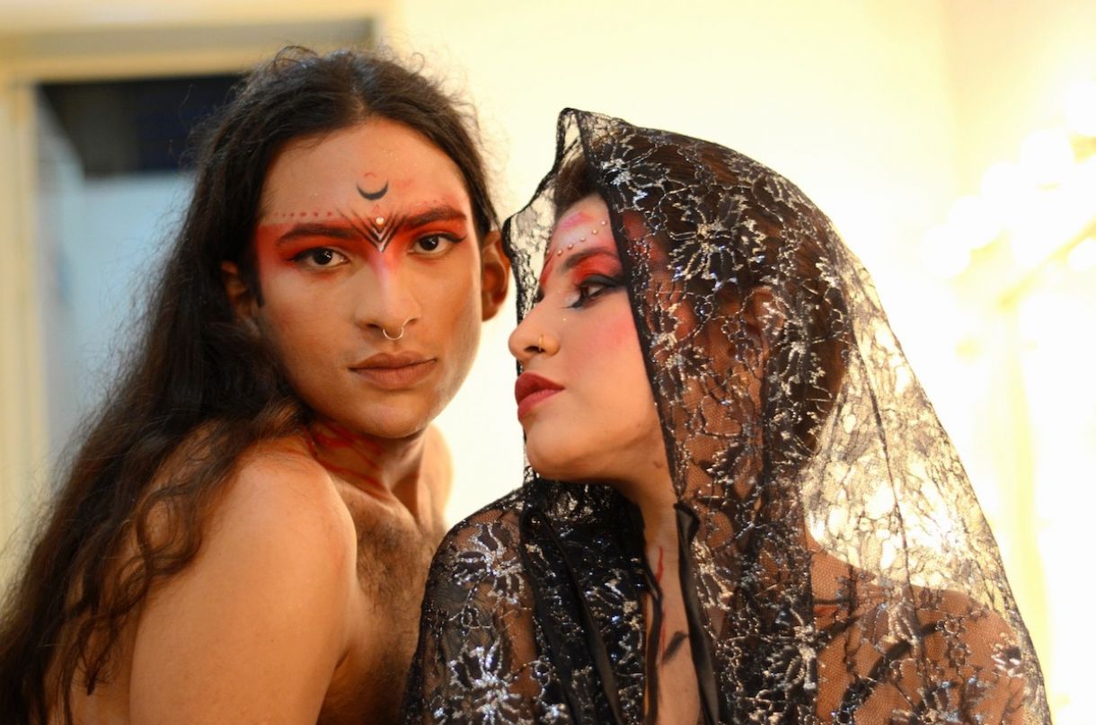 Naywá Moura e Amanda Amora no set do filme