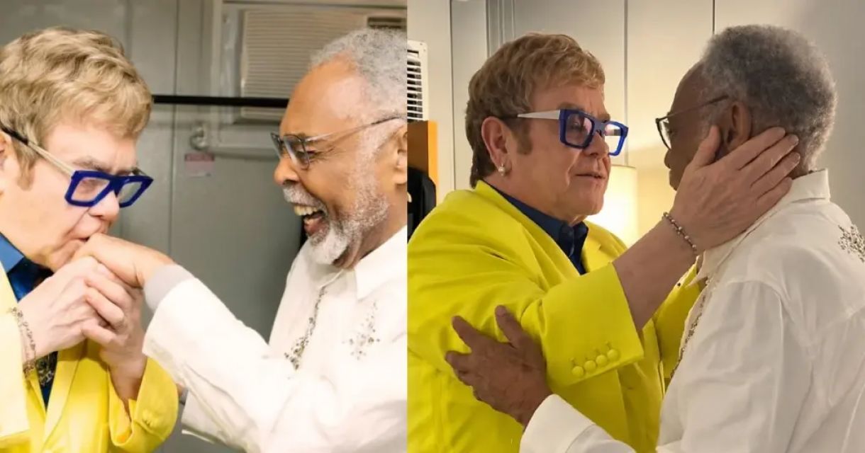 Elton John e Gilberto Gil nos bastidores do Rock in Rio 2026