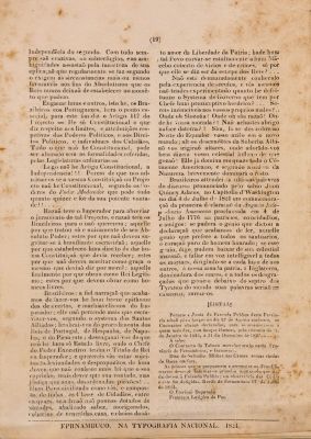 Edição do jornal Desengano aos Brazileiros, editado em Pernambuco, em 1824, pelo jornalista português João Soares Lisboa. Imagem: Monica Ramalho/ Reprodução